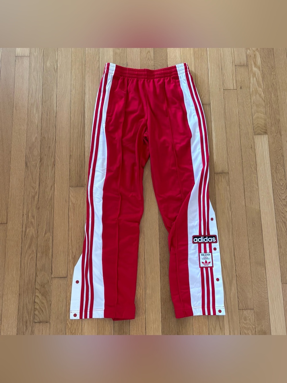 Adidas Originals Adibreak Snap Pants Women Small Red 3 Stripe Wide Leg IP0620